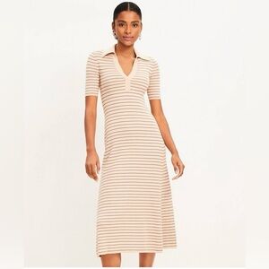 Striped Beige Midi Dress